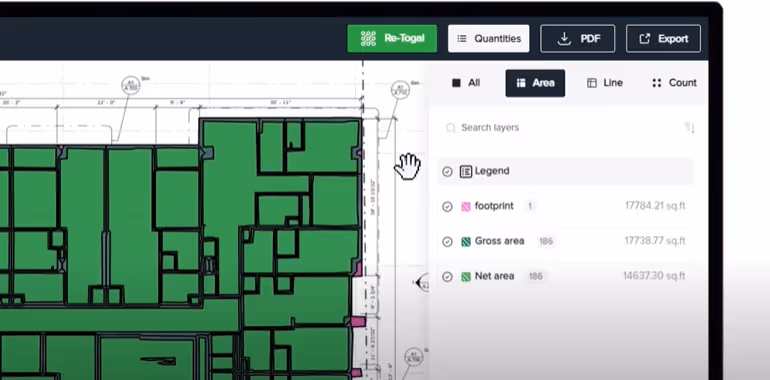 Classifying areas as Gross or Net within Togal.AI