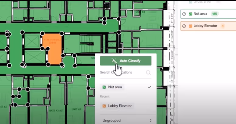 The “Auto Classify” button in a pop-up box within Togal.AI