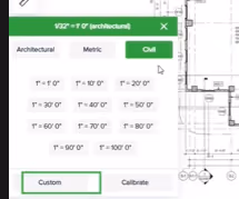 Calibrating the scale or creating a custom scale within Togal.AI