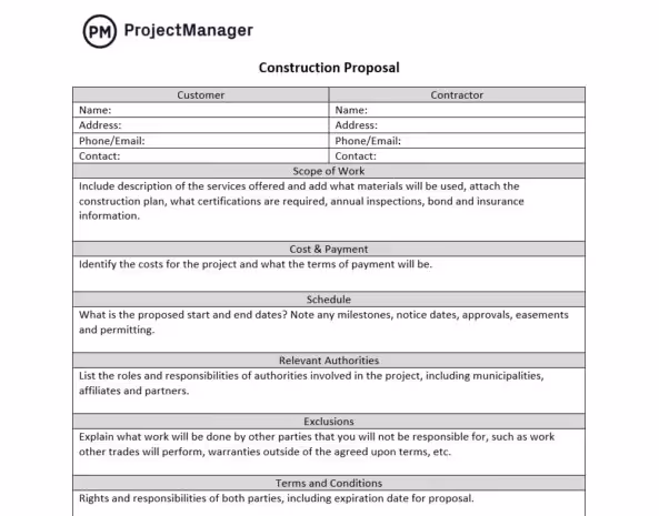 Construction proposal