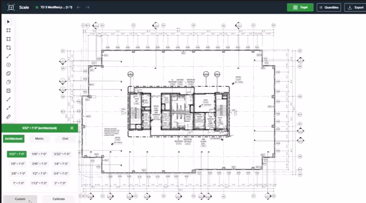Scale type for takeoff drawing with Togal.AI