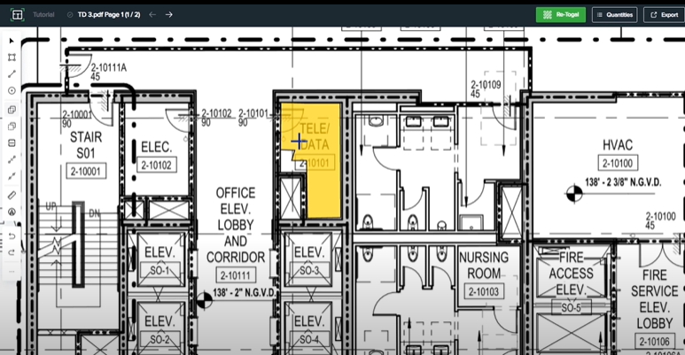 An example of Filling Gaps with the Merge Tool in Togal.AI