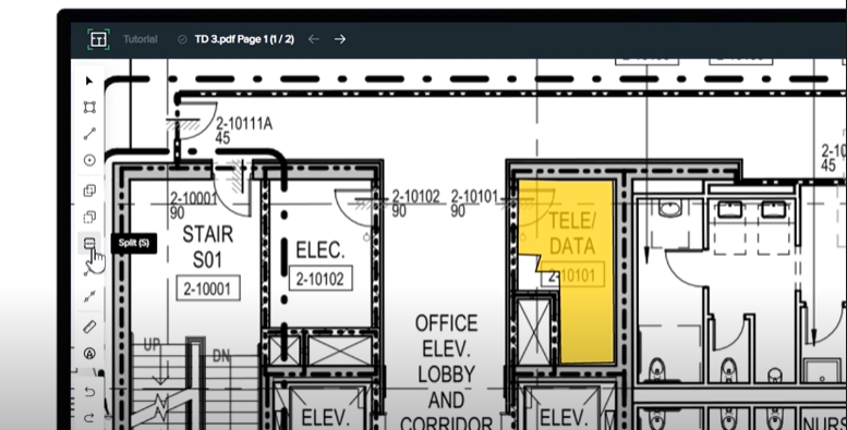 An area ready to be split by Togal.AI