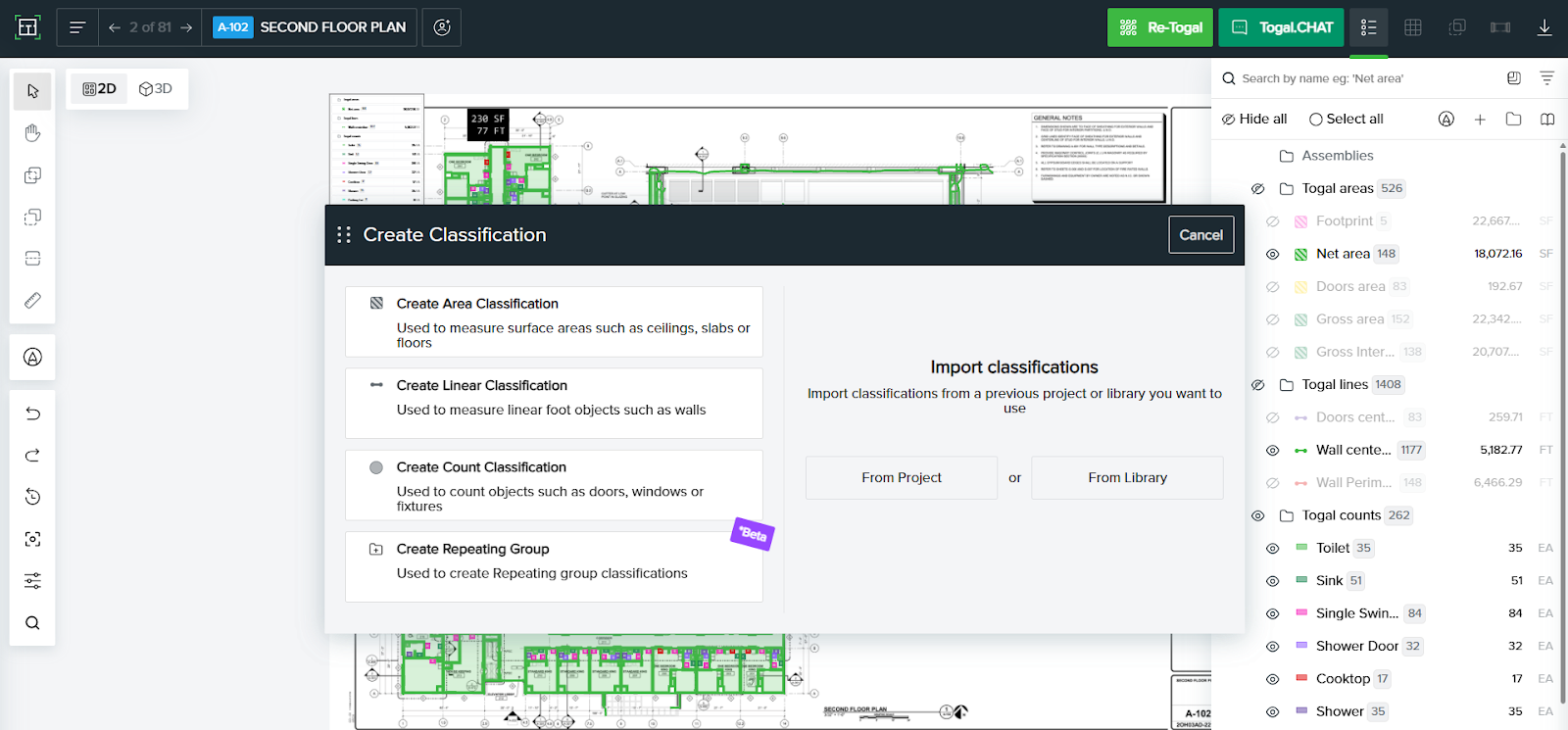 An example Repeating Groups and Create Classification in Togal.AI