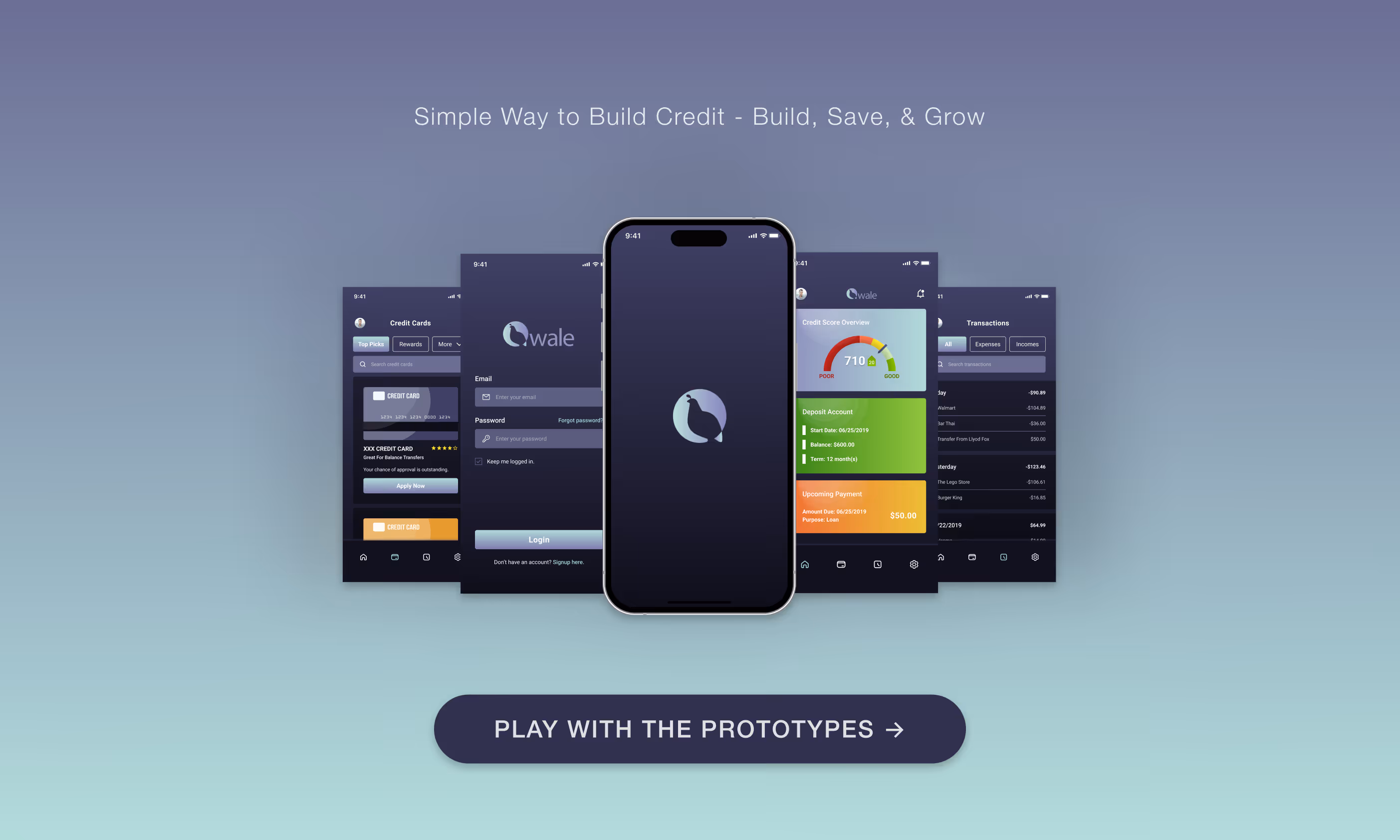 Qwale App mockups with the link to hi-fi prototypes