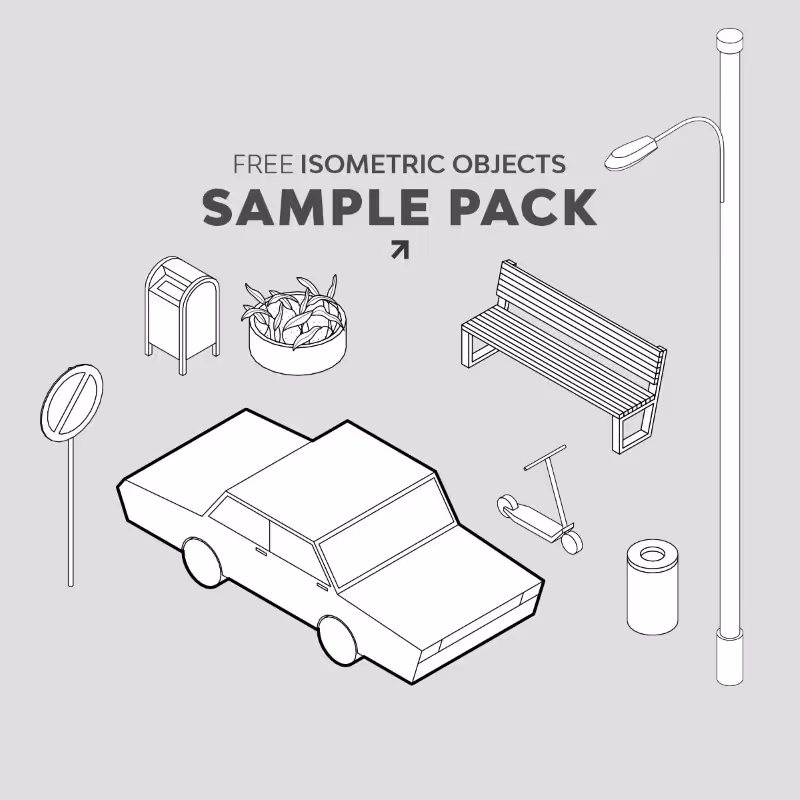 Mockup of the Free Isometric Urban Pack