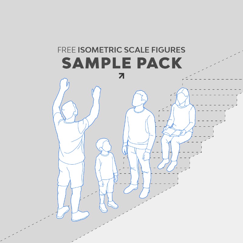 Mockup of the Free Isometric Scale Figures Pack