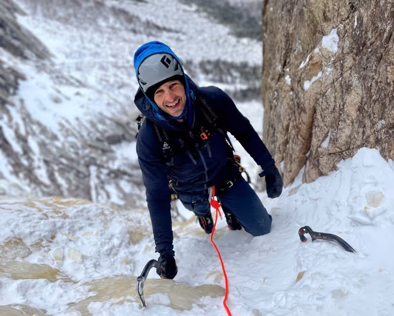 Photo of person ice climbing in Colorado