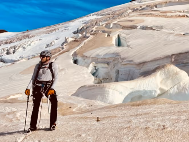 Man near the top of Mt. Baker