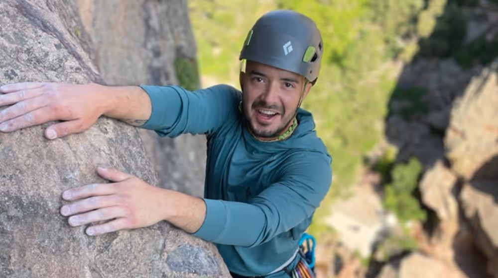 Man rock climbing in Boulder, Colorado