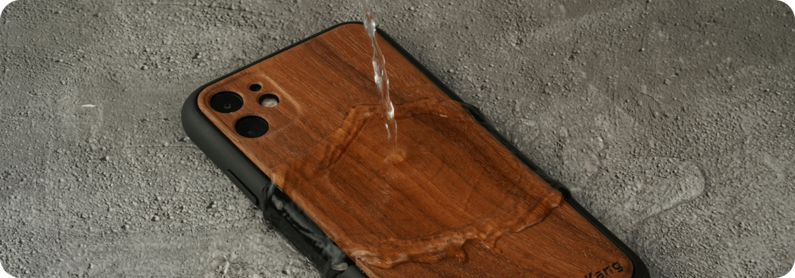Water spilling on a phone