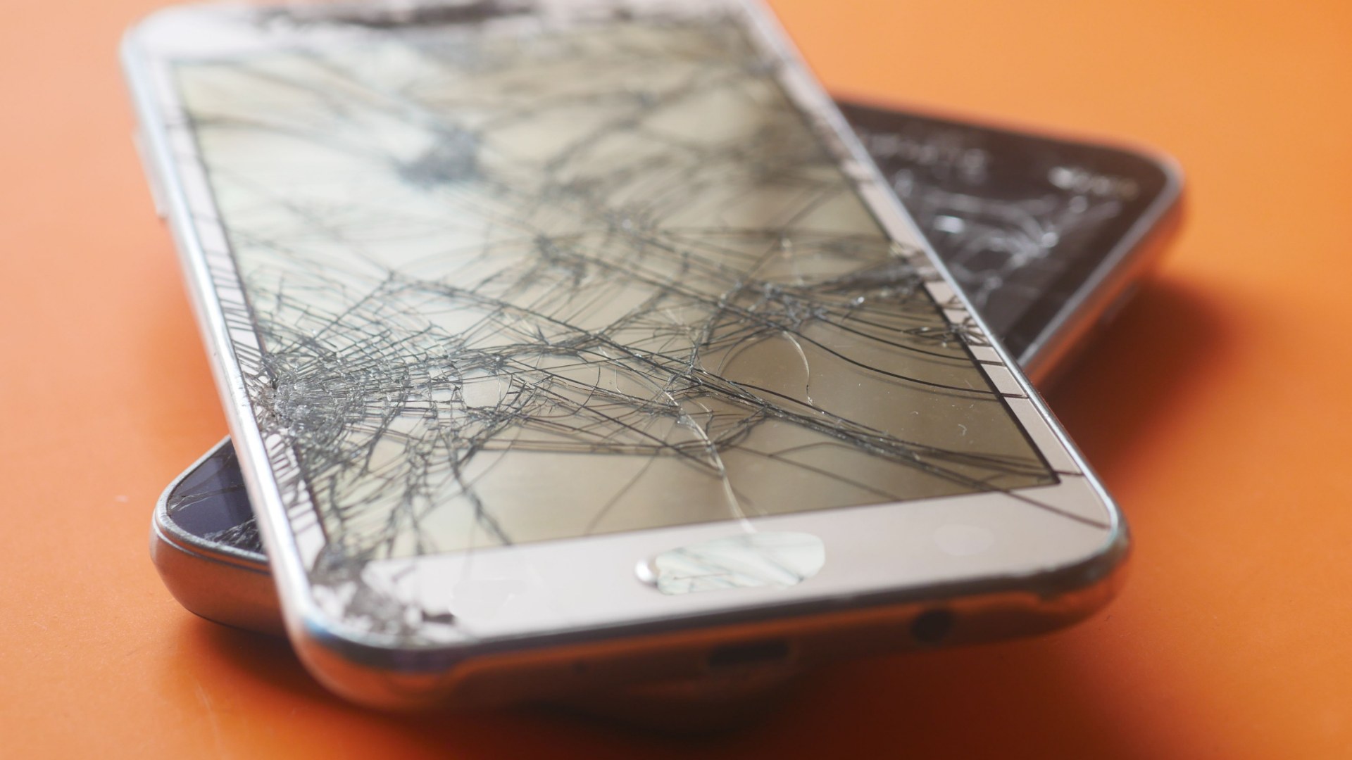 Close-up of a cracked smartphone screen