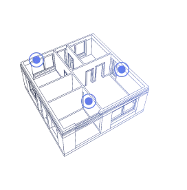 3D floor plan model of a residential home with multiple rooms and layout details.
