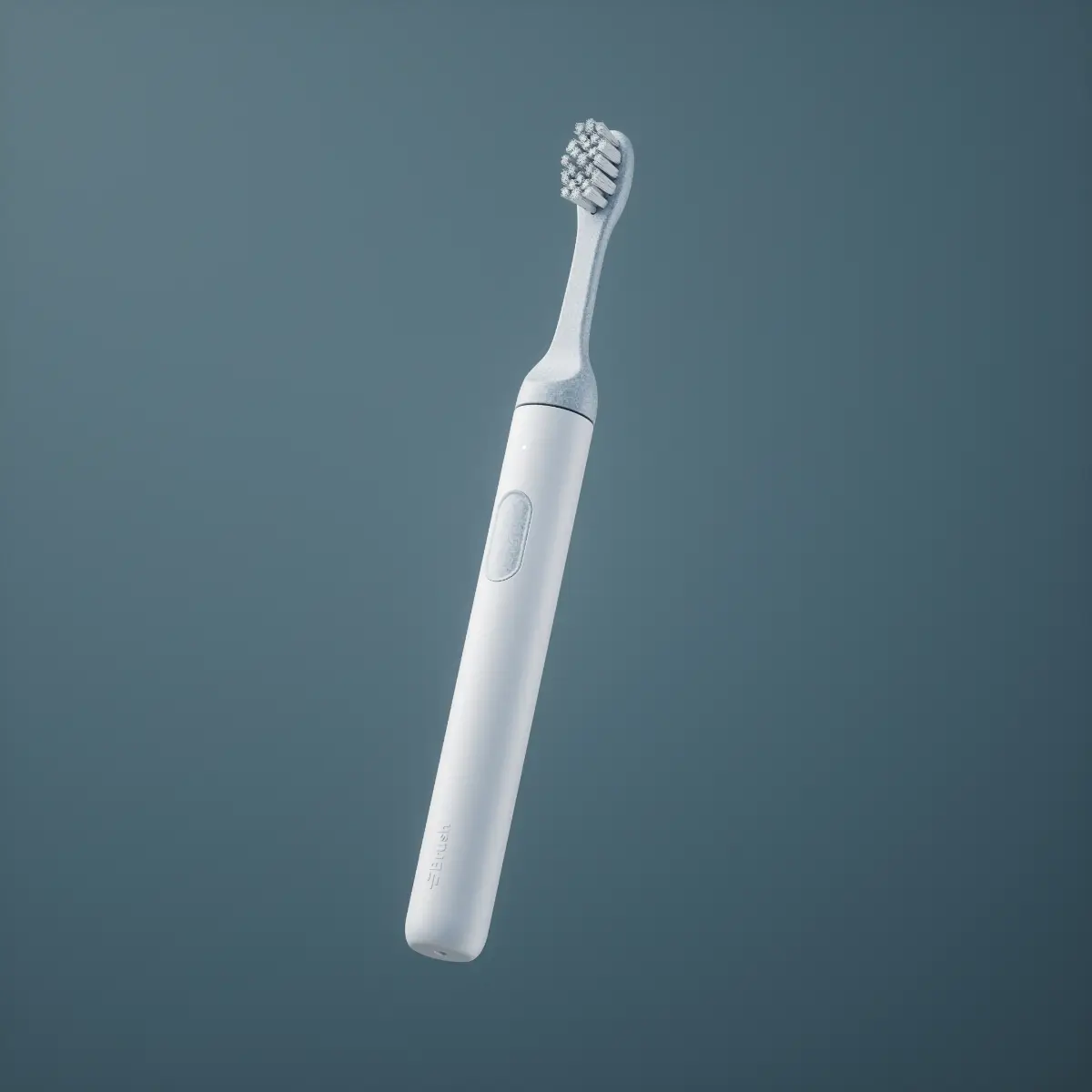 Fotorealistische studio render van de witte Brush tandenborstel met gespikkelde materiaaltextuur, gemaakt door Lit Up Visuals.