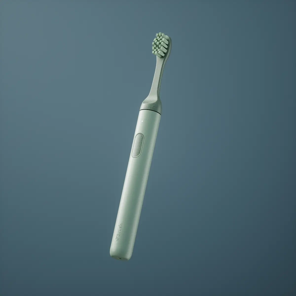 3D product rendering van de Brush elektrische tandenborstel in een pastelgroene kleur.