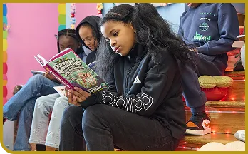 Student reading book