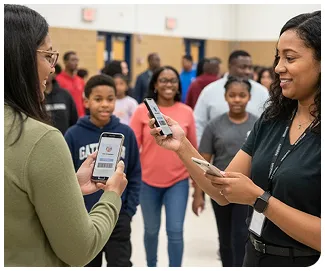 Teacher and student with tablet