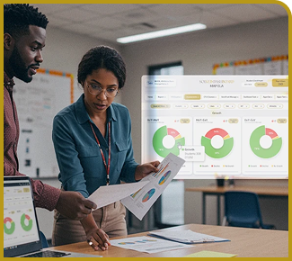 TEacehrs using the SOLVED data dashboard on the school