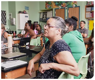 Teacher and student with tablet