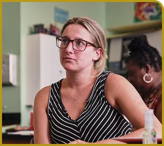 Girl reading on stairs