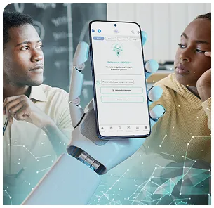 Teacher reviewing and grading student assignments on a mobile device using the GRADED+ platform