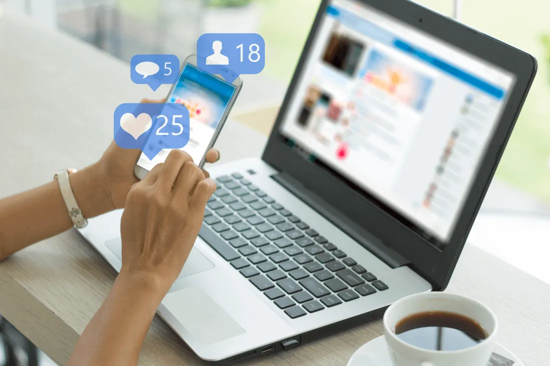 woman using social media for schools