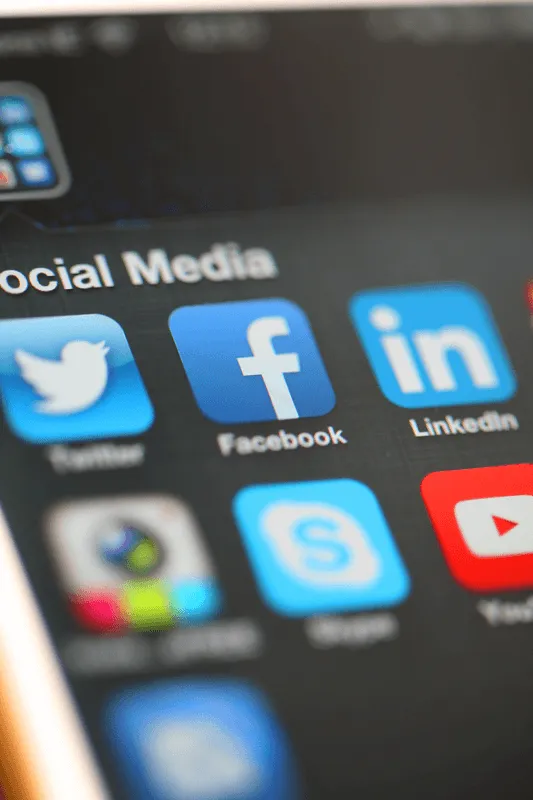 social media icons on mobile device