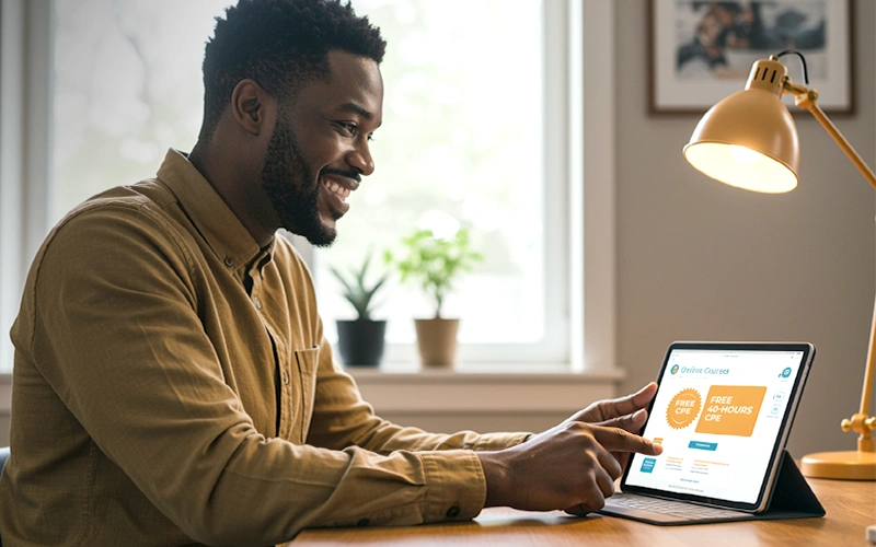 Educator managing online CPE coursework with certificates, earning 40 free TEA‑approved professional development hours in Texas.