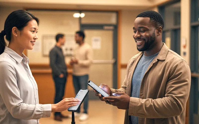 Parents check in to a school event by scanning the Digital Student ID in the same school app