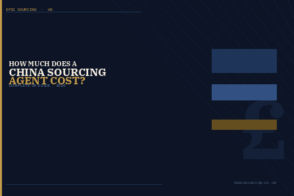 Diagram showing China sourcing agent fee structures including commission percentages and retainer models for UK importers
