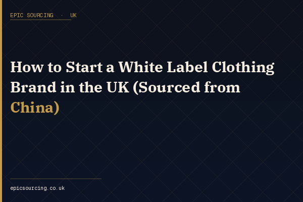 White label clothing garments with custom branding tags and packaging on a clean background