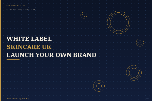 White label skincare products laid out on a clean surface with custom branded packaging, representing opportunities for UK entrepreneurs