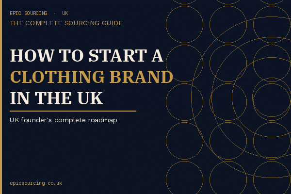 UK entrepreneur reviewing fabric swatches and clothing samples sourced from China and Vietnam for their new clothing brand launch