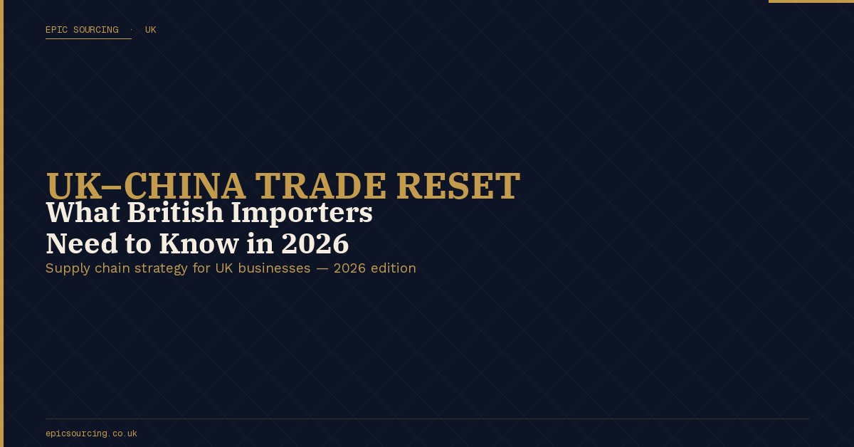 British importer reviewing trade documents with UK and China flags representing the changing trade relationship for importers in 2026