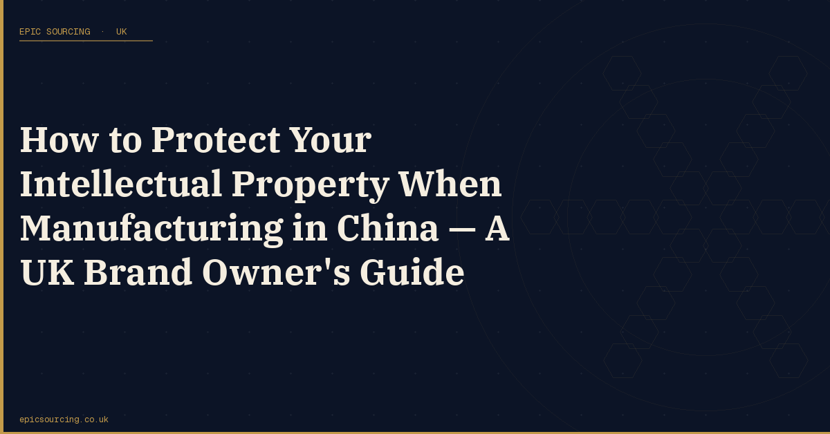 A locked padlock resting on a product design sketch, representing intellectual property protection when manufacturing in China