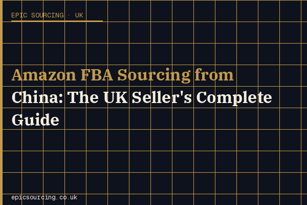 UK Amazon FBA seller inspecting product samples sourced from a Chinese manufacturer, with shipping boxes and product packaging on the table