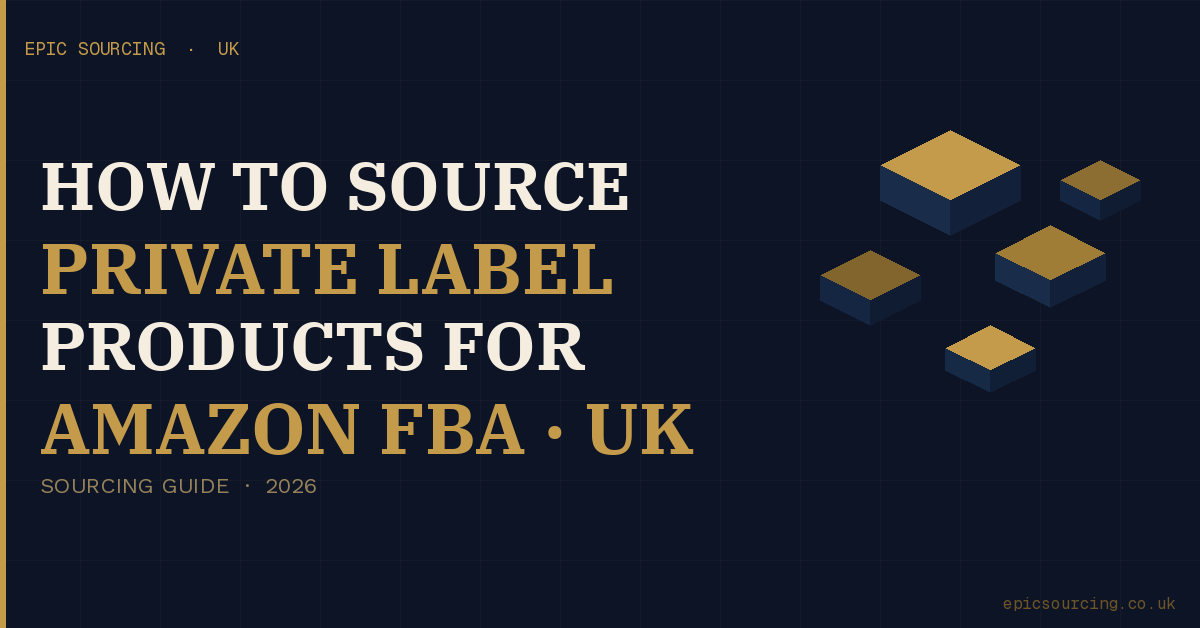 UK entrepreneur packaging private label products destined for Amazon FBA warehouse with Chinese factory samples nearby