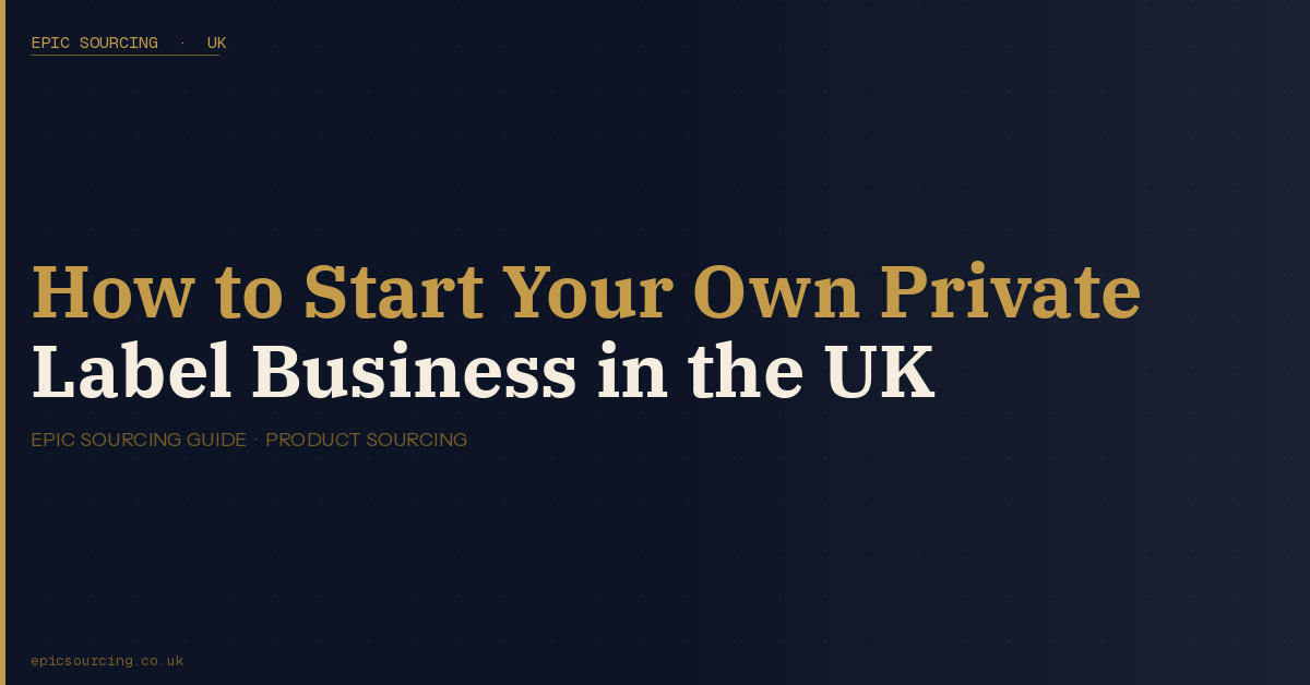 UK entrepreneur reviewing private label skincare products sourced from China, with product samples on a desk