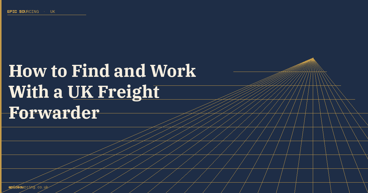 UK importer reviewing shipping documents and freight quotes from a freight forwarder, cargo containers in background at Felixstowe port