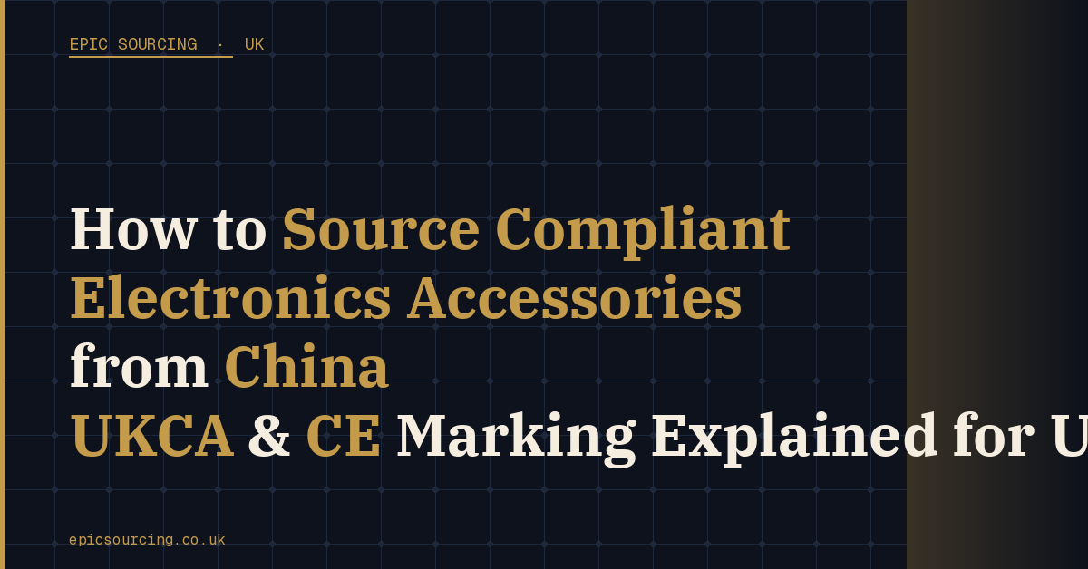 UK importer reviewing UKCA and CE marking compliance documents for electronics accessories sourced from China