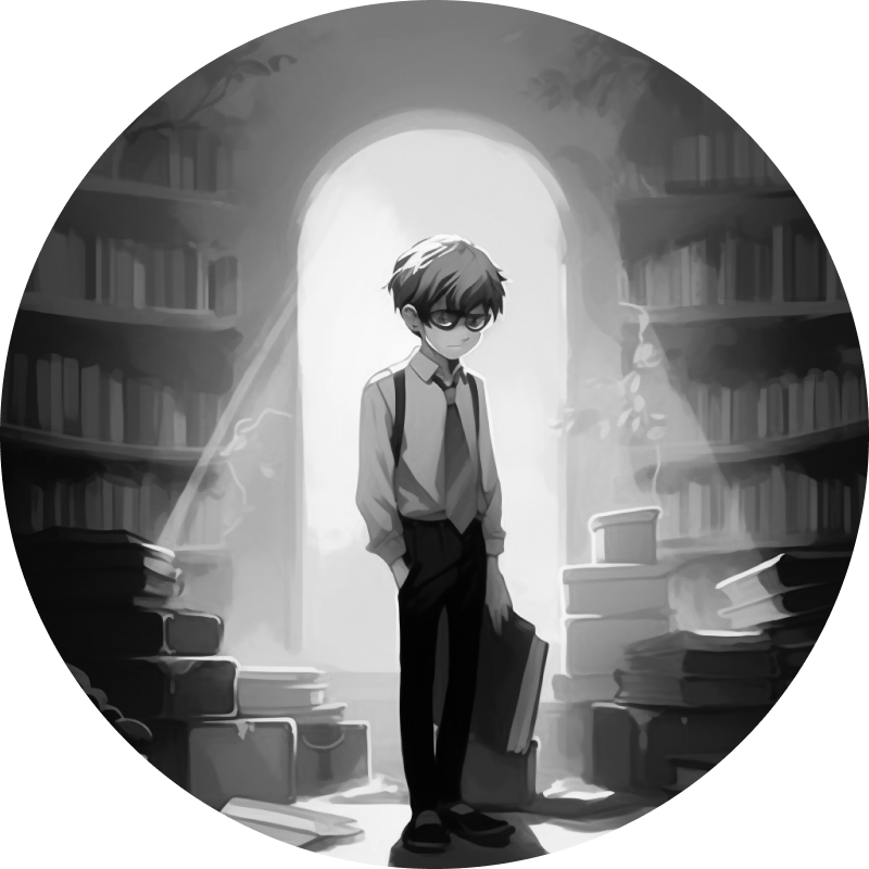 boy in library