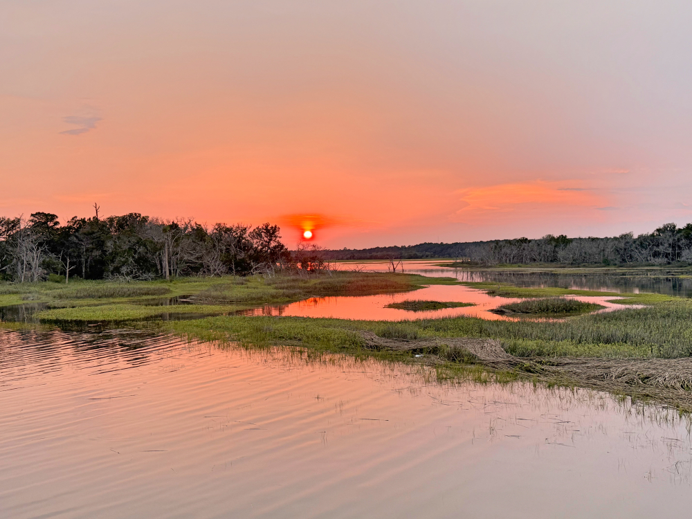 Flood tide sunset