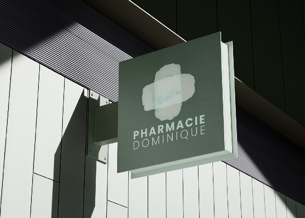 Enseigne façade de la pharmacie dominique