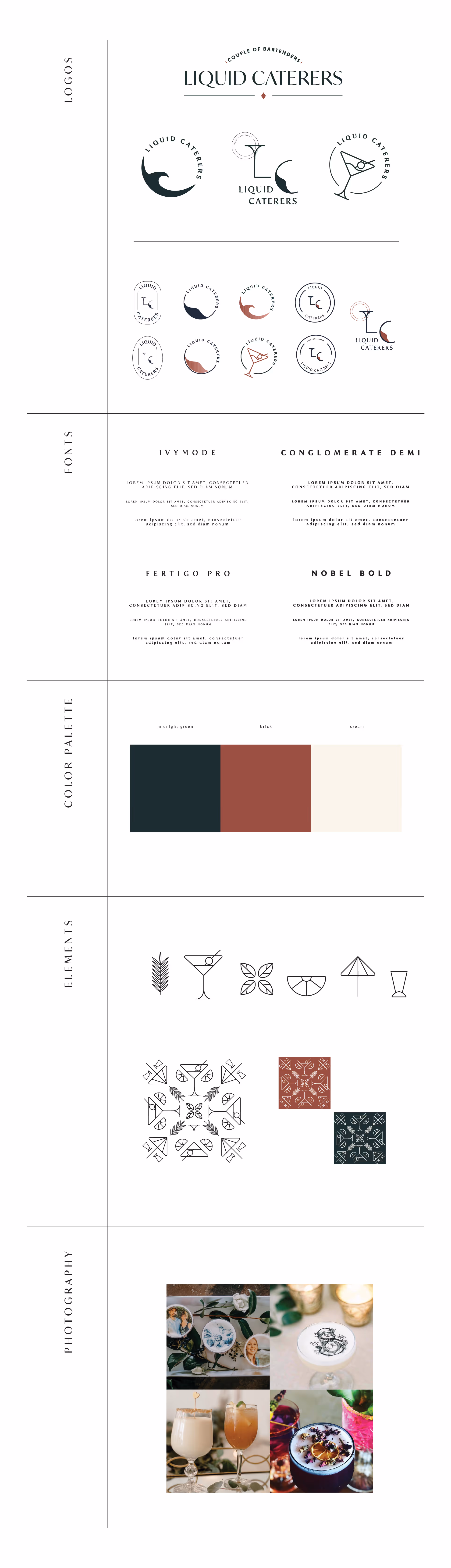 I spearheaded the development of fresh brand identities for multiple clients, including Liquid Caterers, RAD Rental and Design, CLN Agency, and Phoenix Narrative Blog, crafting cohesive visuals and distinct aesthetics that communicate each brand’s unique story and values.