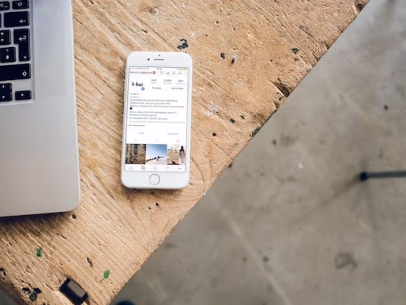 A phone showing an Instagram bio