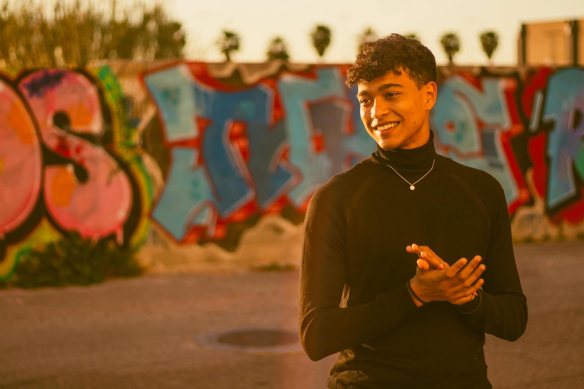 Teen boy feeling confident