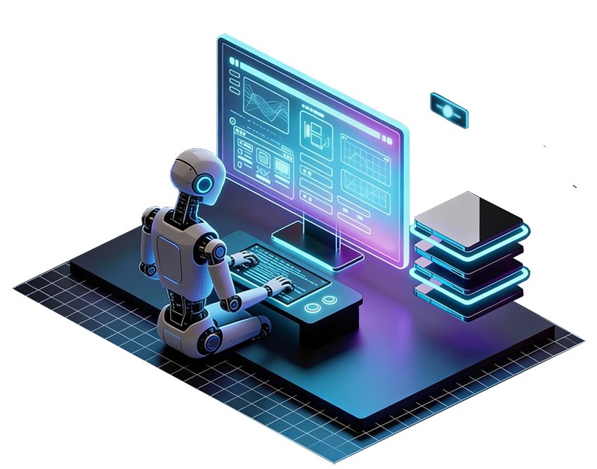 An AI Robot coding a platform
