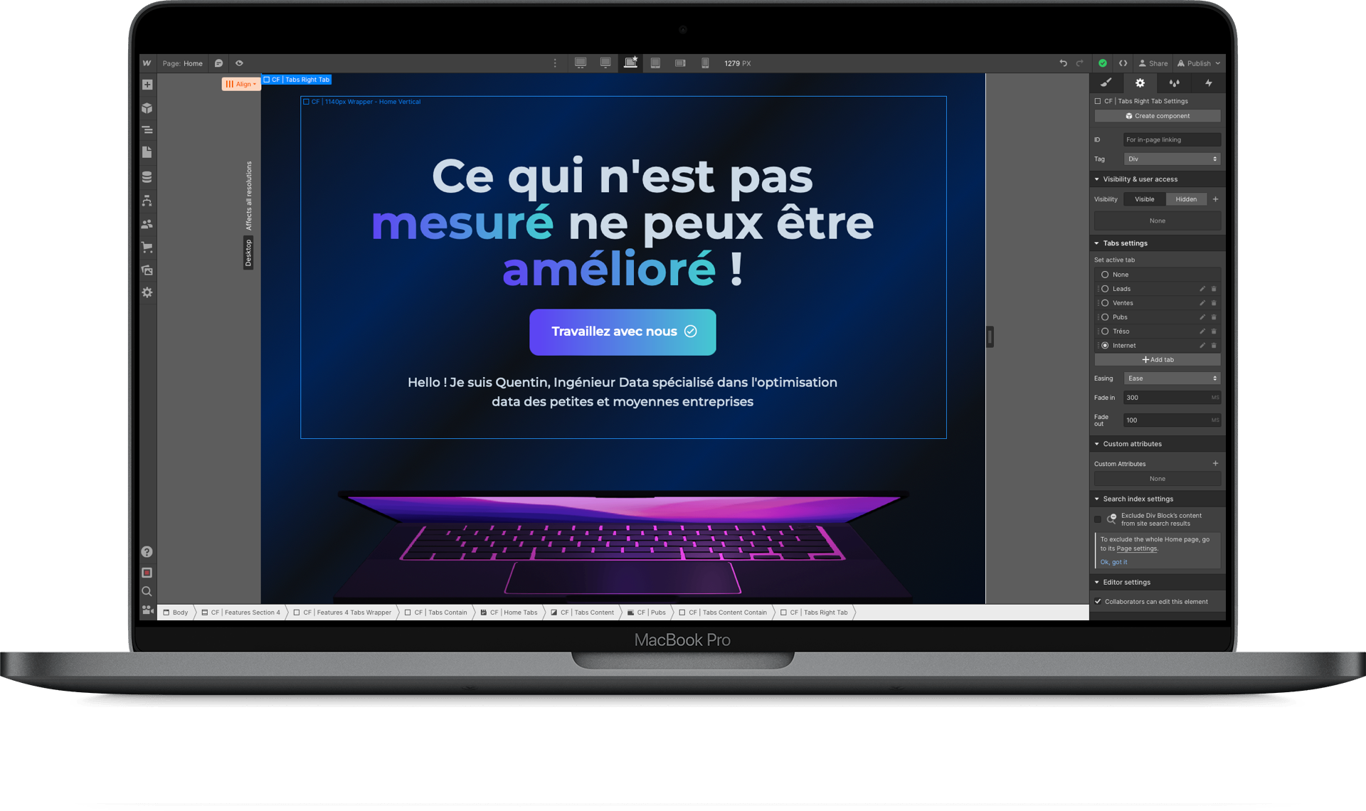 Mac with website design