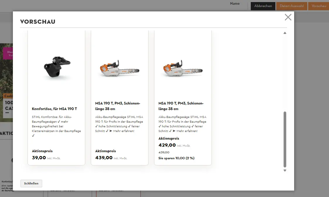 STIHL Relatial Produktauswahl