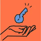 Een illustratie van een hand met een sleutel